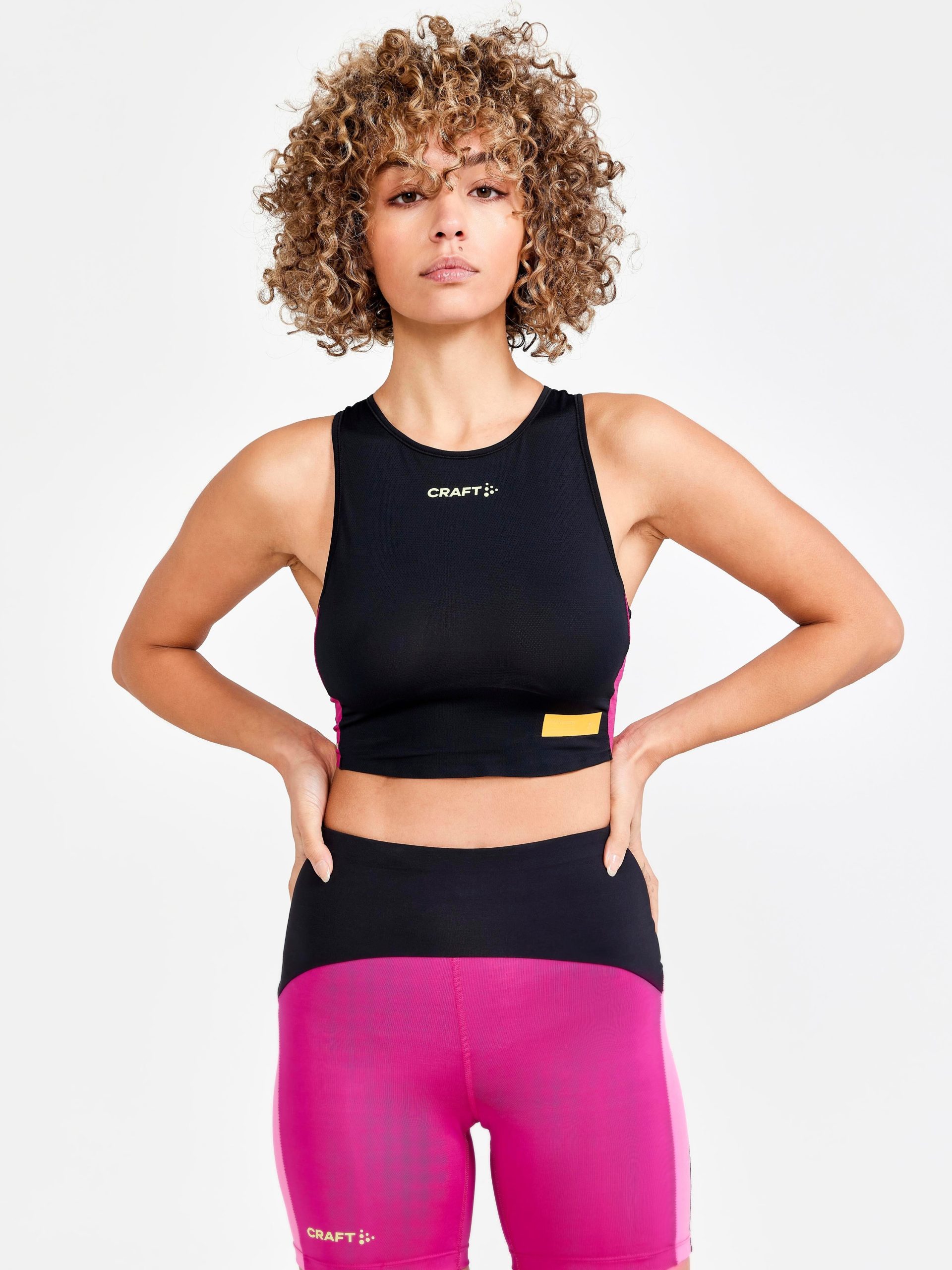 Women's Pro Hypervent Running Cropped Top - BLACK-ROXO