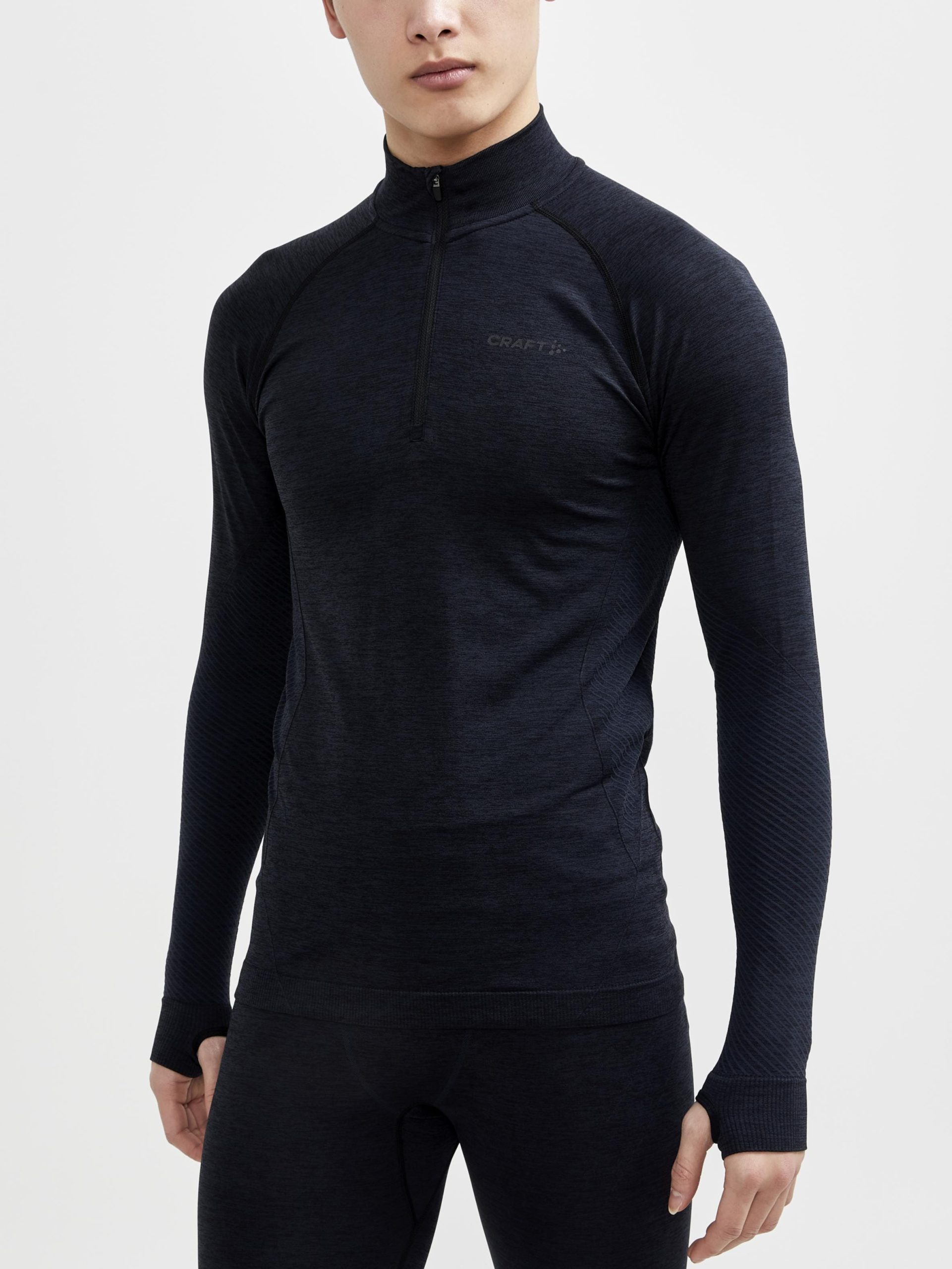 Men's Core Dry Active Comfort Zip Baselayer - Black - Image 2