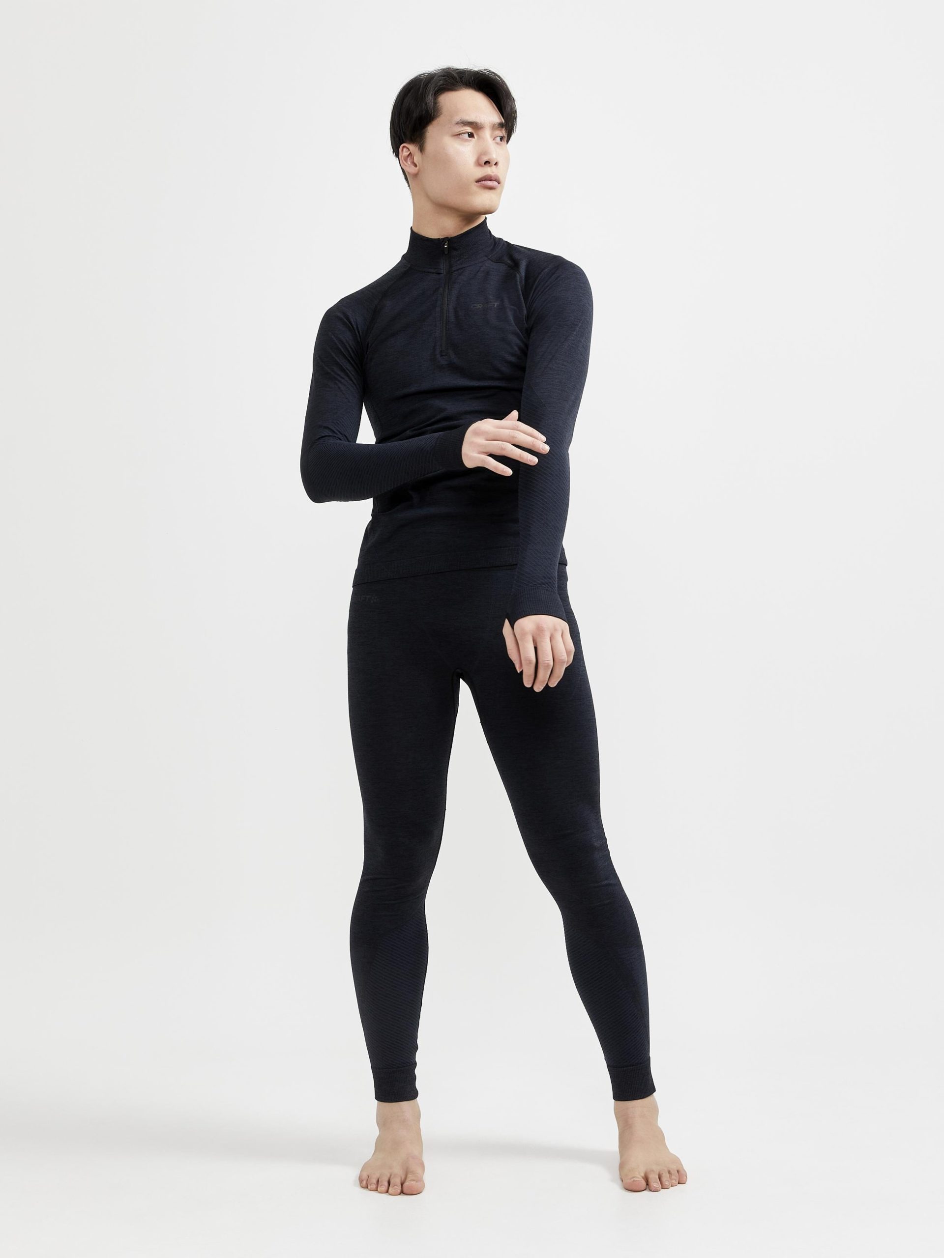 Men's Core Dry Active Comfort Zip Baselayer - Black - Image 6