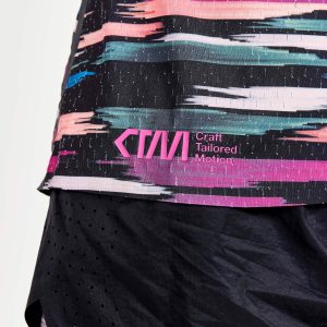 Women's CTM Distance Warp Mesh Running Singlet - MULTI-ROXO