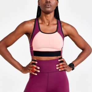 Women's Pro Charge Blocked Training Sport Top - BURGUNDY-BLEIKUR