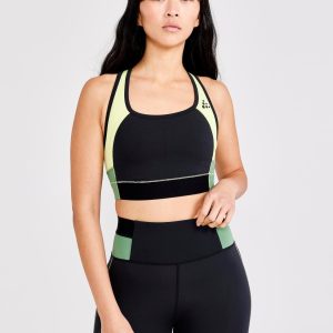 Women's Pro Charge Blocked Training Sport Top - GIALLO-BLACK