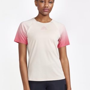 Women's Pro Trail Running Short Sleeve Tee - ECRU-MULTI