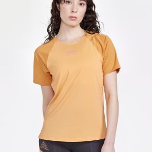 Women's Pro Trail Running Short Sleeve Tee - PEACH-DESERT
