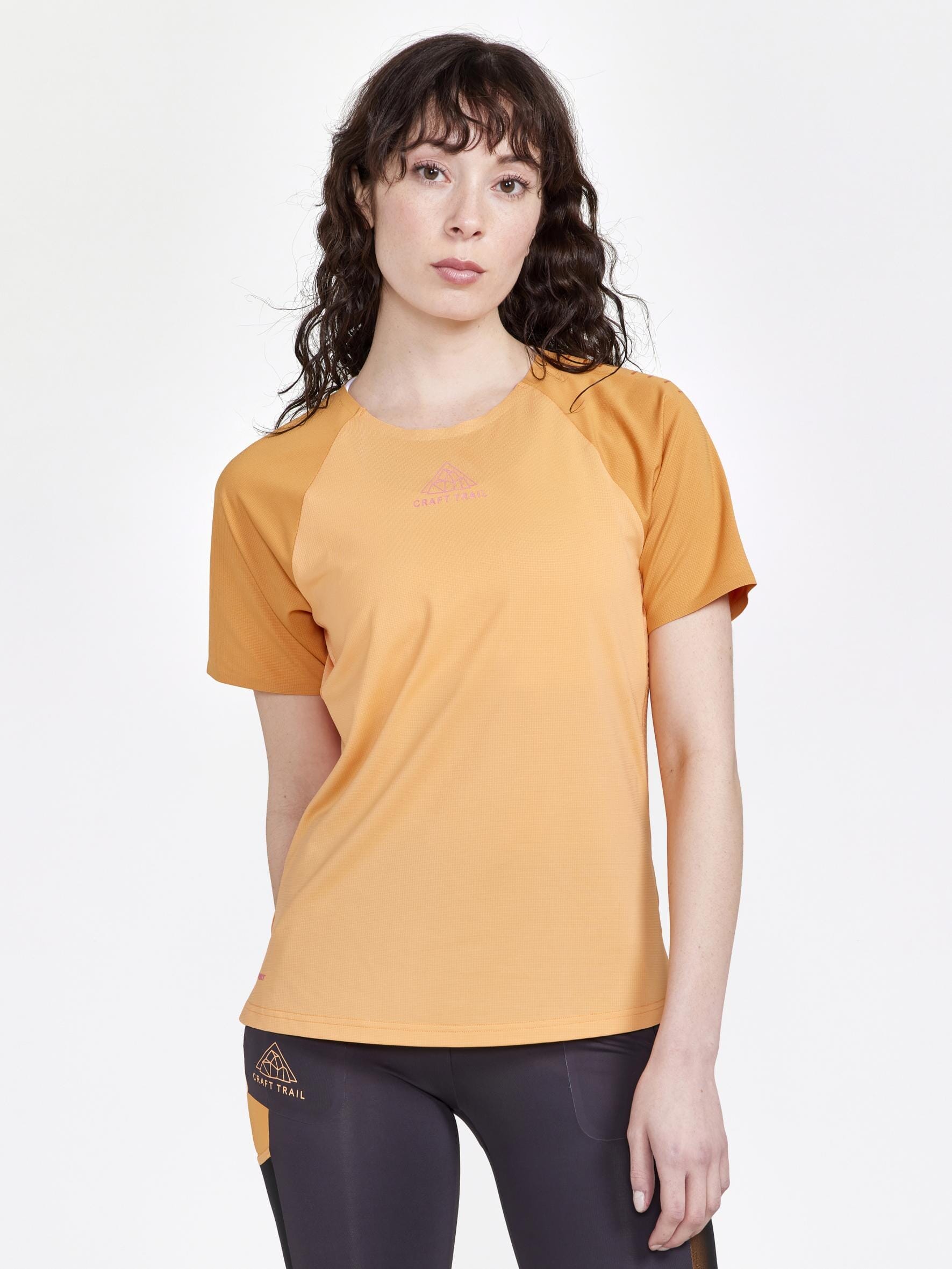 Women's Pro Trail Running Short Sleeve Tee - PEACH-DESERT