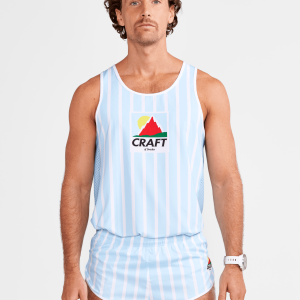 Men's Retro Elite Custom Singlet - AQUA/WHITE