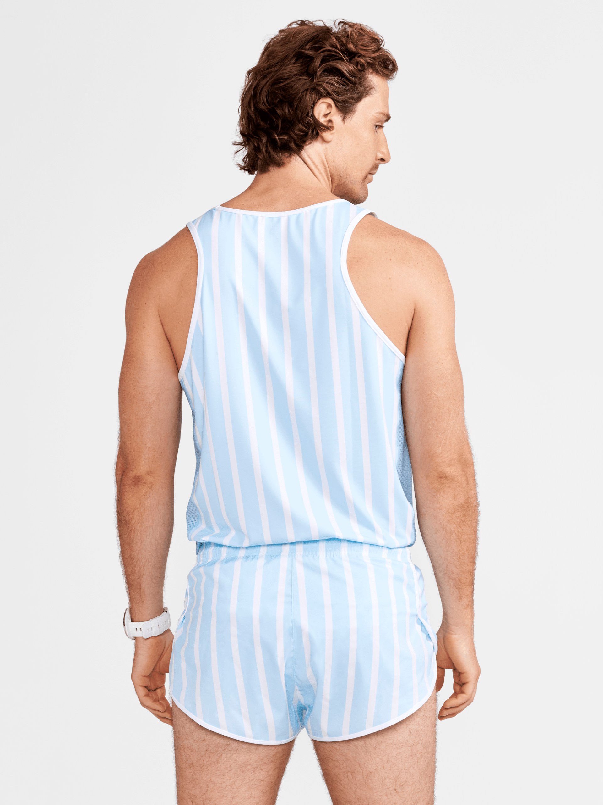 Men's Retro Elite Custom Singlet - AQUA/WHITE - Image 2
