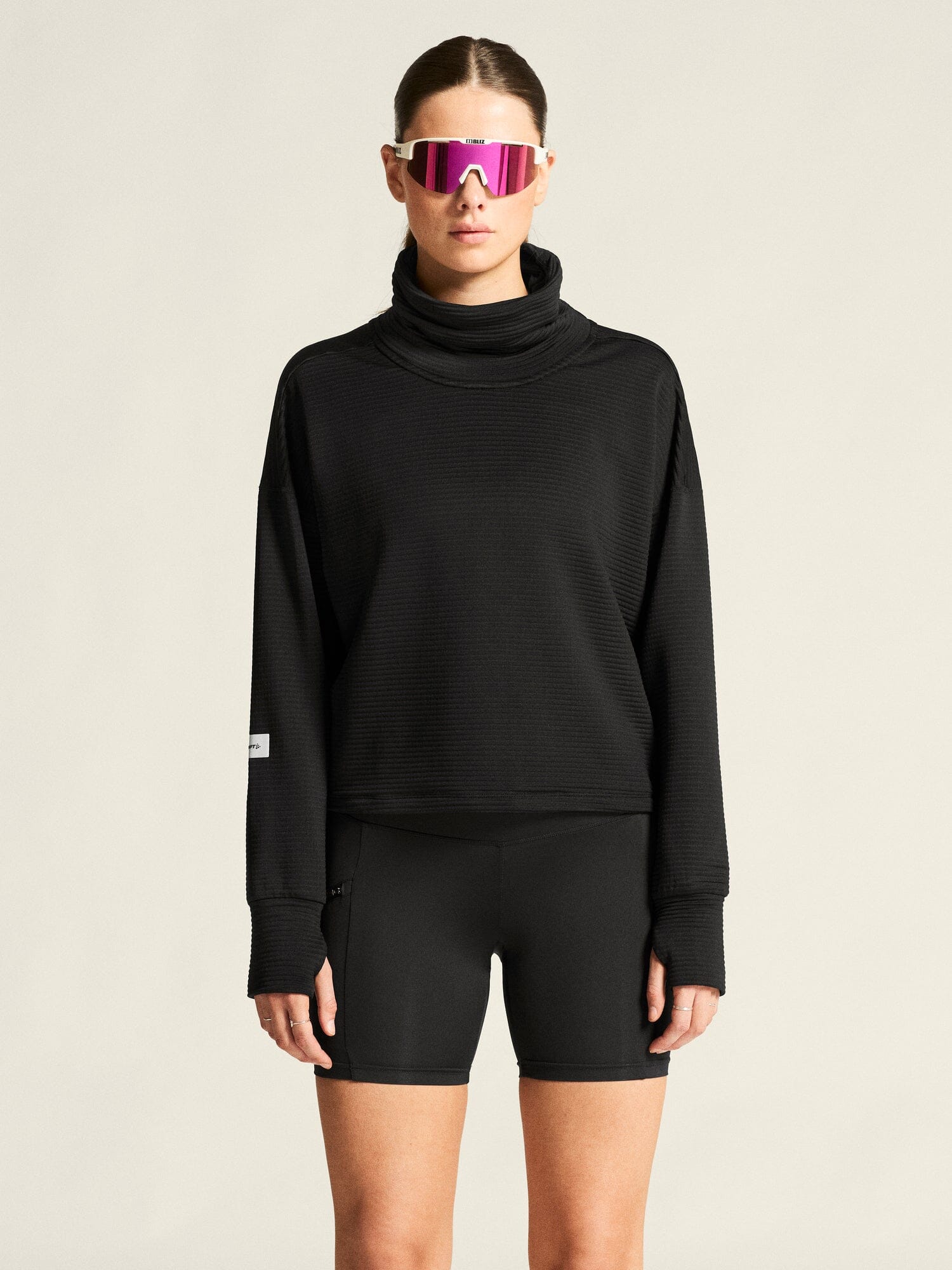 Women's SubZ Funnelneck Running Jersey - Black - Image 2