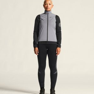 Women's Adv Essence Lumen Wind Vest - Silver Reflective/Black