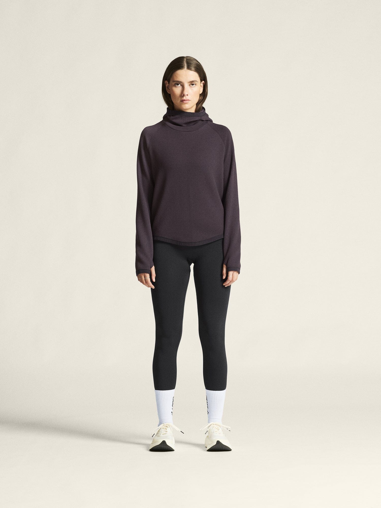 Women's Grid Hood - DK PLUM
