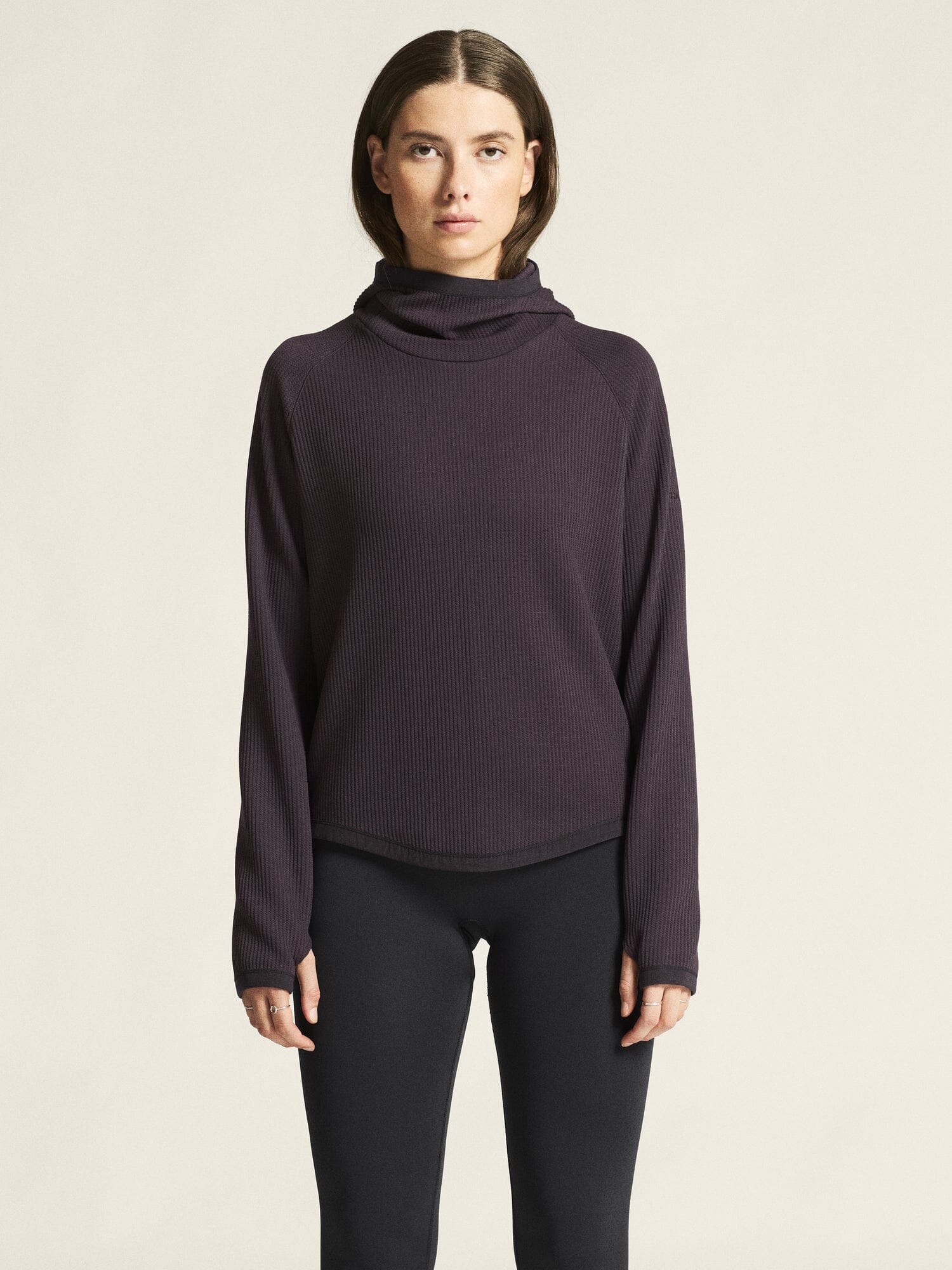 Women's Grid Hood - DK PLUM - Image 2