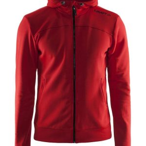 Men's Leisure Full Zip Hoodie - BRIGHT RED/BLACK
