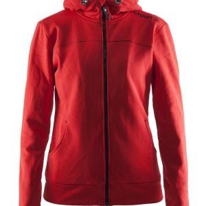 Women's Leisure Full Zip Hood - BRIGHT RED/BLACK