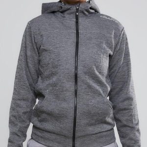 Women's Leisure Full Zip Hood - DARK GREY MELANGE
