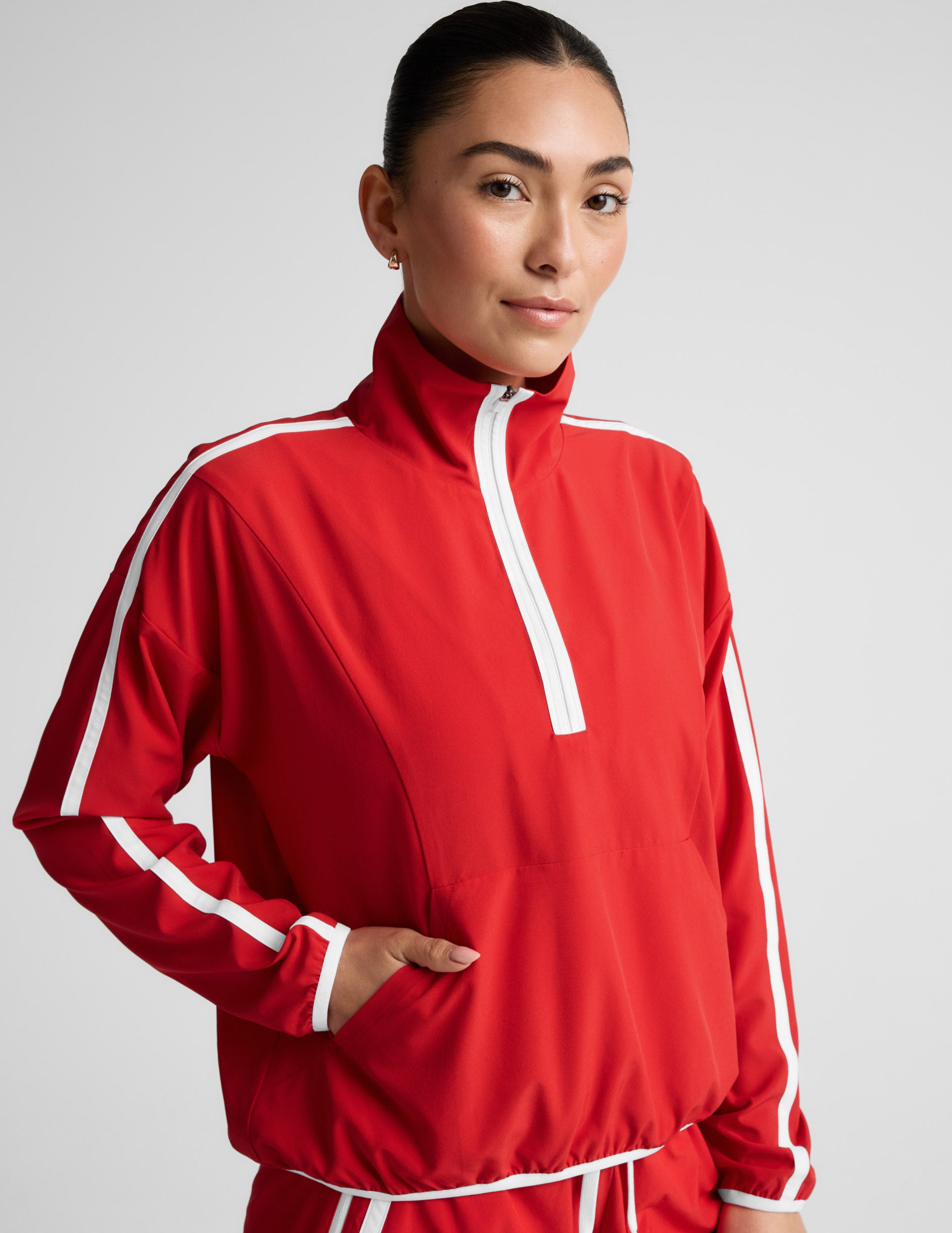 Stretch Woven Course Contrast Half Zip Pullover - Image 5